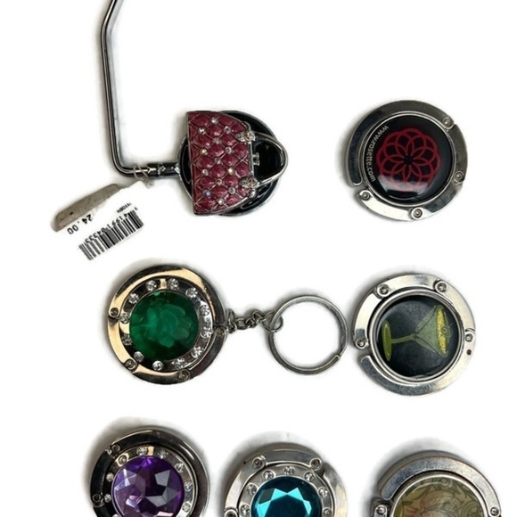 Purse Handbag Magnetic Table Side Portable Hook Crystal Flower Extension Bag - Picture 7 of 13